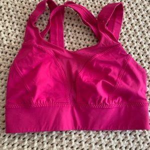 Pink high impact sports bra